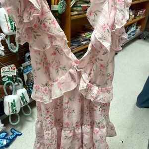 Floral Pink Ruffle Dress